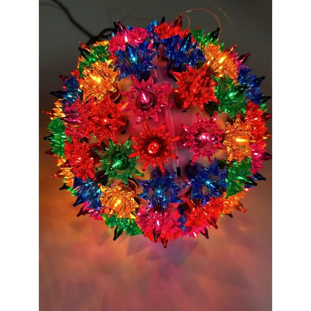 Hanging Christmas Light Sphere Multi-colored 100 Lights Indoor + Outdoor Works